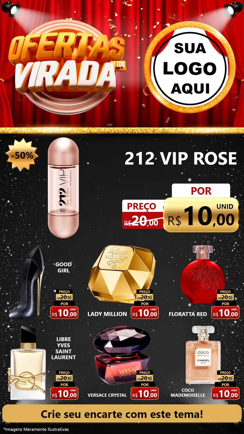 Modelo de Rede Social para Stories com o tema Ofertas da Virada para Perfumes