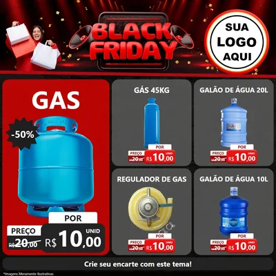 Modelo de Rede Social para Feed Facebook com o tema Black Friday para Água e gás