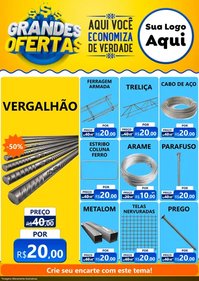 Modelo de Encarte para Encarte A4 Vertical com o tema Grandes Ofertas para Ferragens
