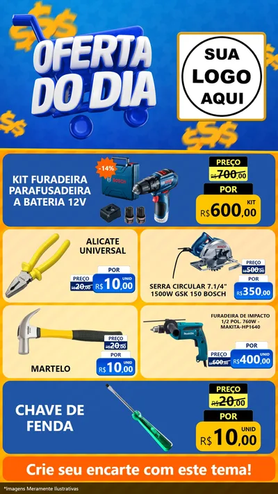Modelo de TV para TV Vertical com o tema Oferta do Dia para Maquinas e Ferramentas