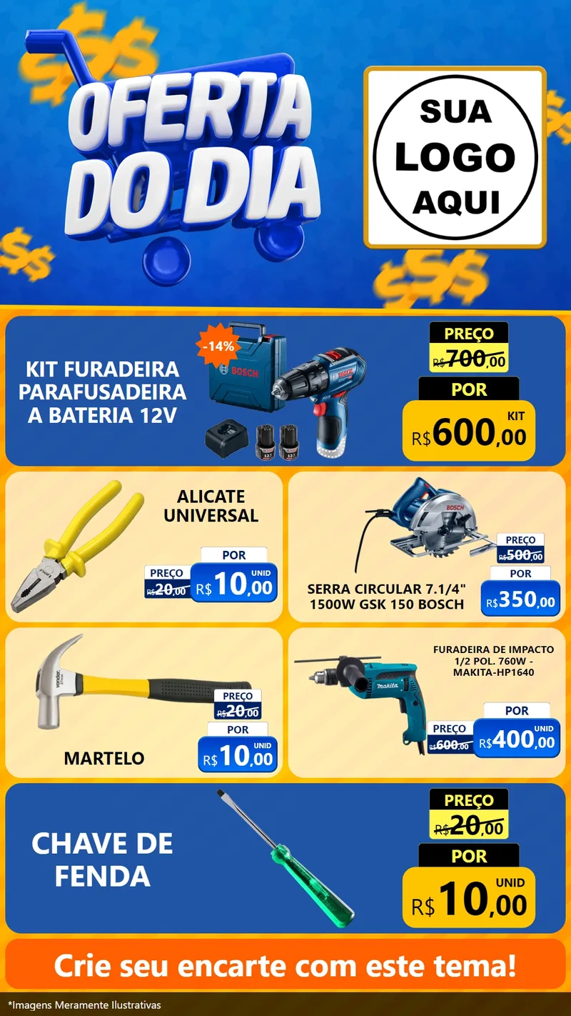 Modelo de TV para TV Vertical com o tema Oferta do Dia para Maquinas e Ferramentas