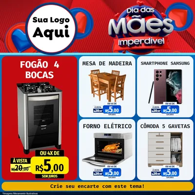 Modelo de Rede Social para Feed Facebook com o tema Dia Das Mães Imperdível para Móveis e Eletro