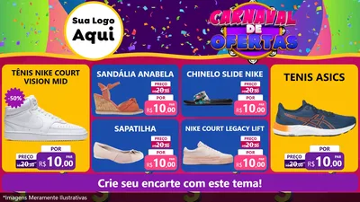 Modelo de TV para TV Horizontal com o tema Carnaval de Ofertas para Calçados
