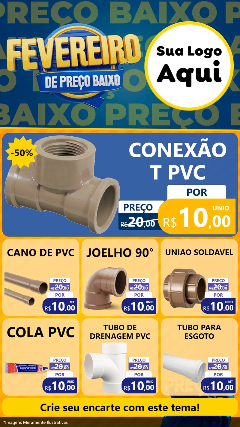 Modelo de Rede Social para Stories com o tema Fevereiro de Preço Baixo para Tubos e conexões