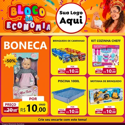 Modelo de Rede Social para Feed Facebook com o tema Bloco da Economia para Brinquedos