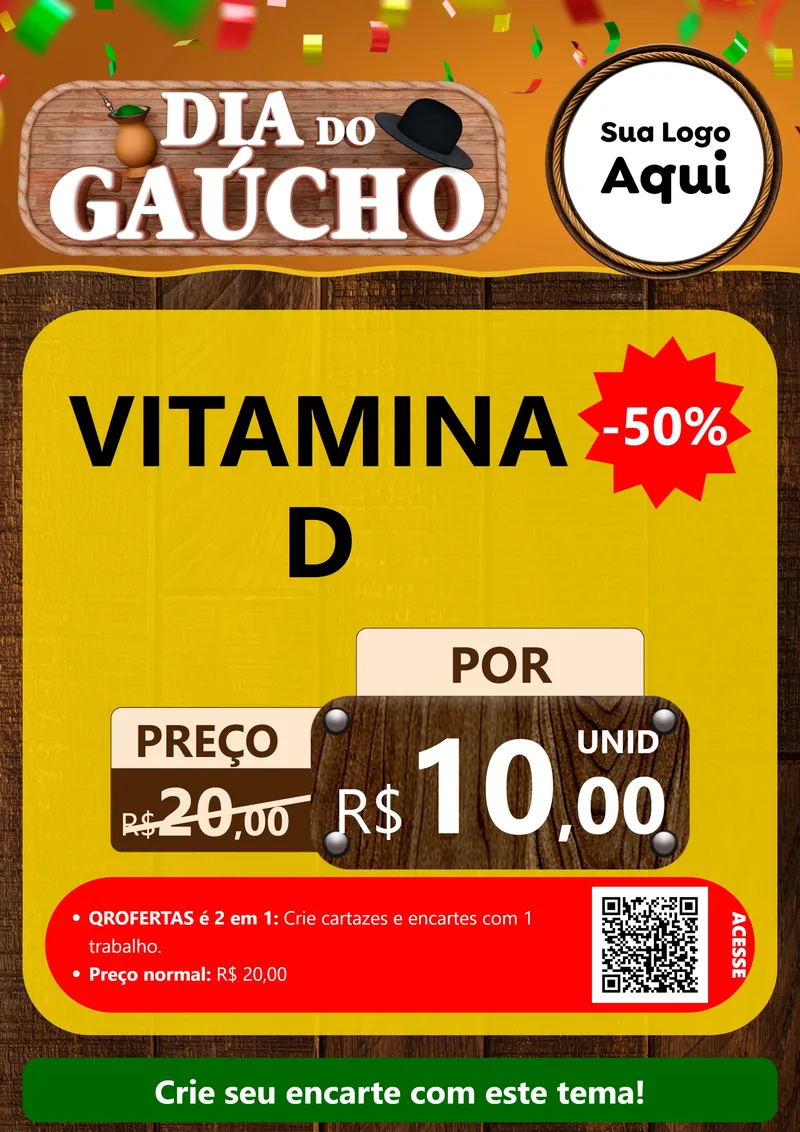 Modelo de Cartaz para Cartaz A4 Vertical com o tema Dia do Gaúcho para Farmácia