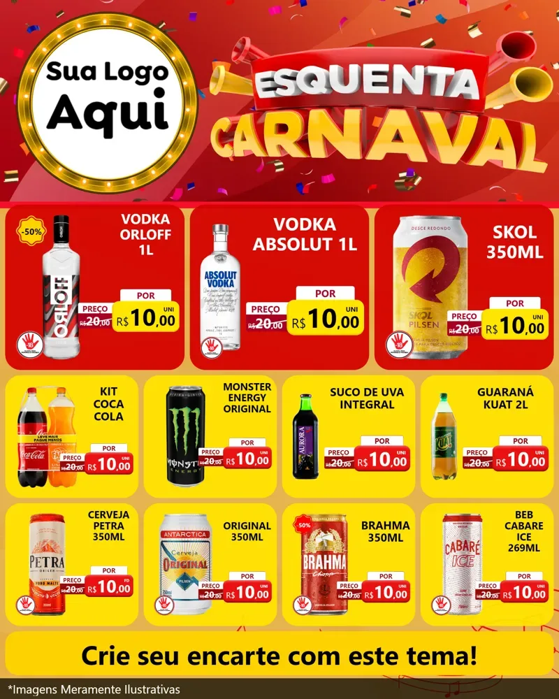 Modelo de Rede Social para Feed Instagram com o tema Esquenta Carnaval para Distribuidora de bebidas