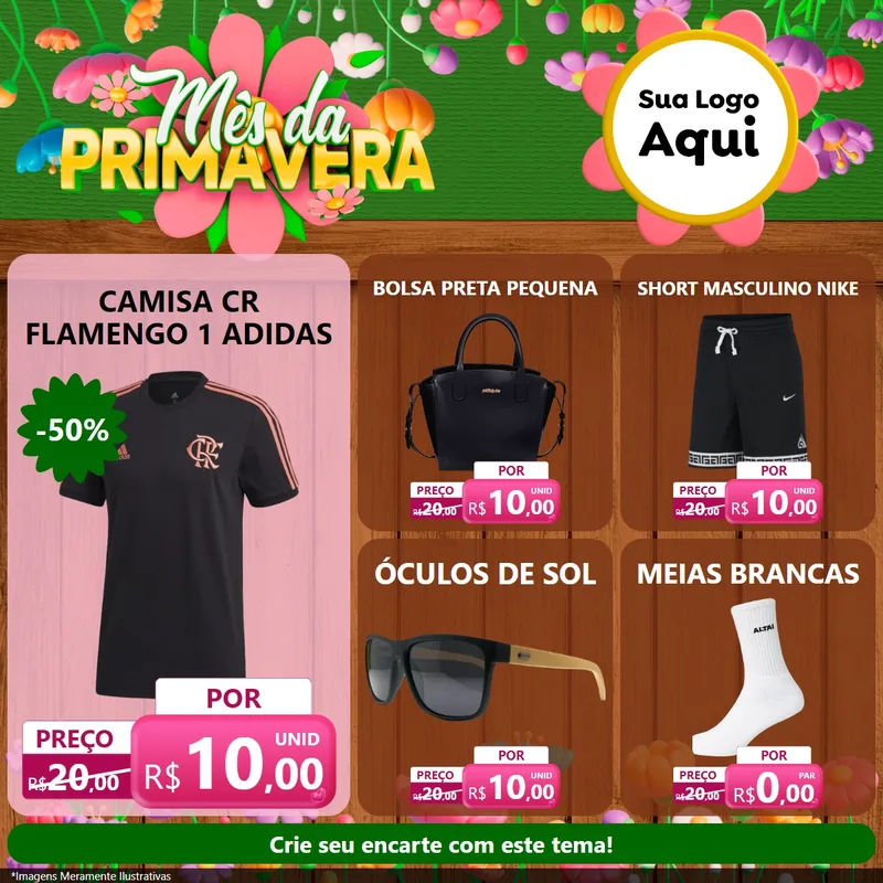 Modelo de Rede Social para Feed Facebook com o tema Mês da Primavera para Roupas e acessórios