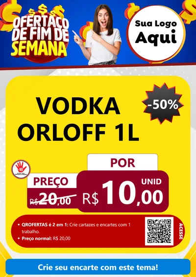 Modelo de Cartaz para Cartaz A4 Vertical com o tema Ofertaço de Fim de Semana para Distribuidora de bebidas