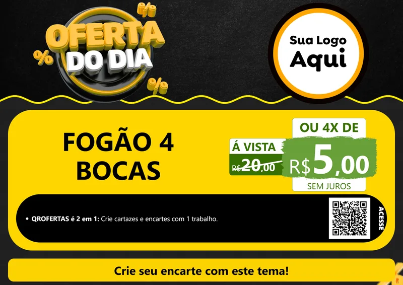 Modelo de Cartaz para Cartaz A4 Horizontal com o tema Oferta Do Dia para Móveis e Eletro