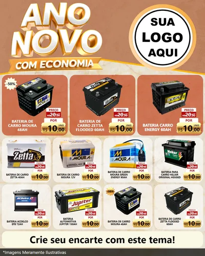 Modelo de Rede Social para Feed Instagram com o tema Ano Novo Com Economia para Baterias Elétricas