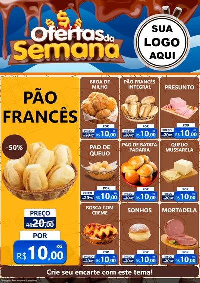 Modelo de Encarte para Encarte A4 Vertical com o tema Ofertas da Semana - Páscoa para Padaria