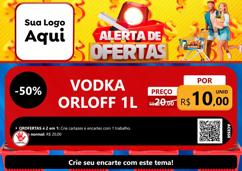 Modelo de Cartaz para Cartaz A4 Horizontal com o tema Alerta de Ofertas para Distribuidora de bebidas