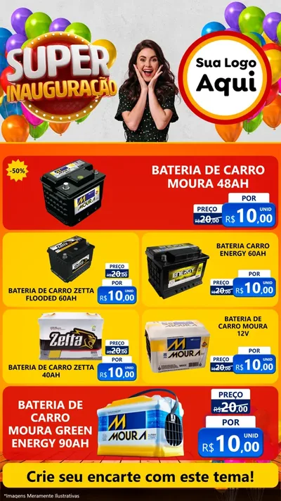 Modelo de TV para TV Vertical com o tema Super Inauguração para Baterias Elétricas