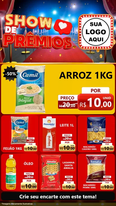 Modelo de Rede Social para Stories com o tema Show de Prêmios para Supermercado