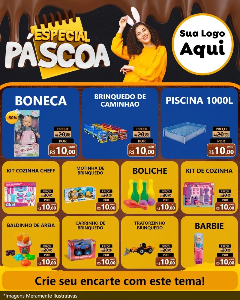 Modelo de Rede Social para Feed Instagram com o tema Especial Páscoa para Brinquedos