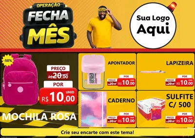 Modelo de Encarte para Encarte A4 Horizontal com o tema Operação Fecha Mês para Papelaria
