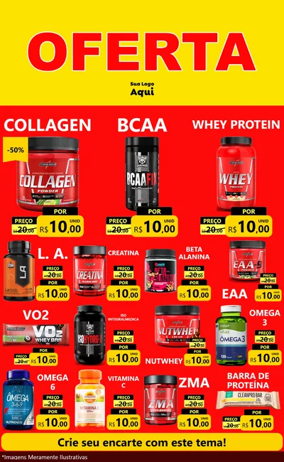 Modelo de Encarte para Encarte Grande com o tema OFERTA - Vermelho Cartaz para Suplementos alimentares