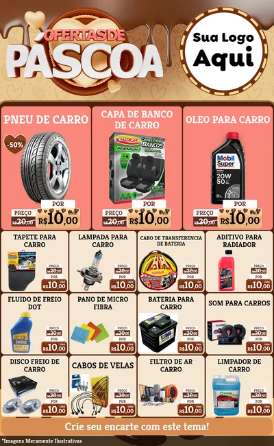 Modelo de Encarte para Encarte Grande com o tema Ofertas de Páscoa para Auto peças