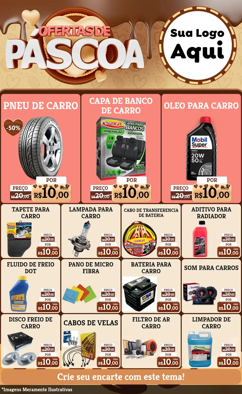 Modelo de Encarte para Encarte Grande com o tema Ofertas de Páscoa para Auto peças