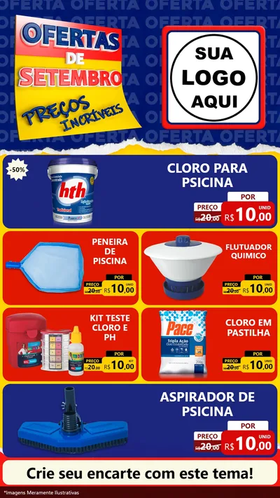 Modelo de TV para TV Vertical com o tema Ofertas de Setembro - Preços Incríveis para Produtos para Piscina