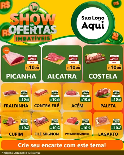 Modelo de Rede Social para Feed Instagram com o tema Show de Ofertas Imbatíveis para Açougue