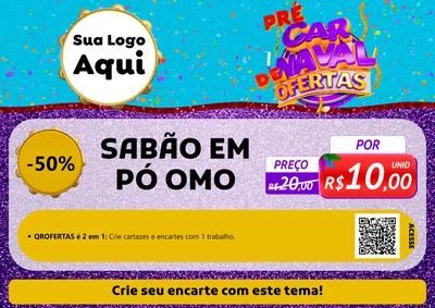Modelo de Cartaz para Cartaz A4 Horizontal com o tema Pré Carnaval de Ofertas para Produtos de Limpeza