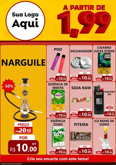 Modelo de Encarte para Encarte A4 Vertical com o tema A Partir de Um e Noventa e Nove - 1,99 para Tabacaria