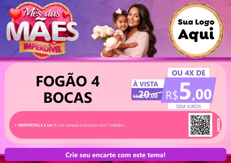 Modelo de Cartaz para Cartaz A4 Horizontal com o tema Mês das Mães Imperdível para Móveis e Eletro