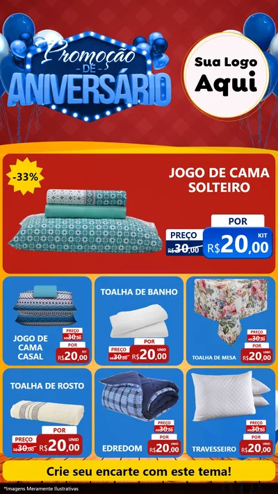 Modelo de Rede Social para Stories com o tema Promoção de Aniversário para Cama, Mesa e Banho