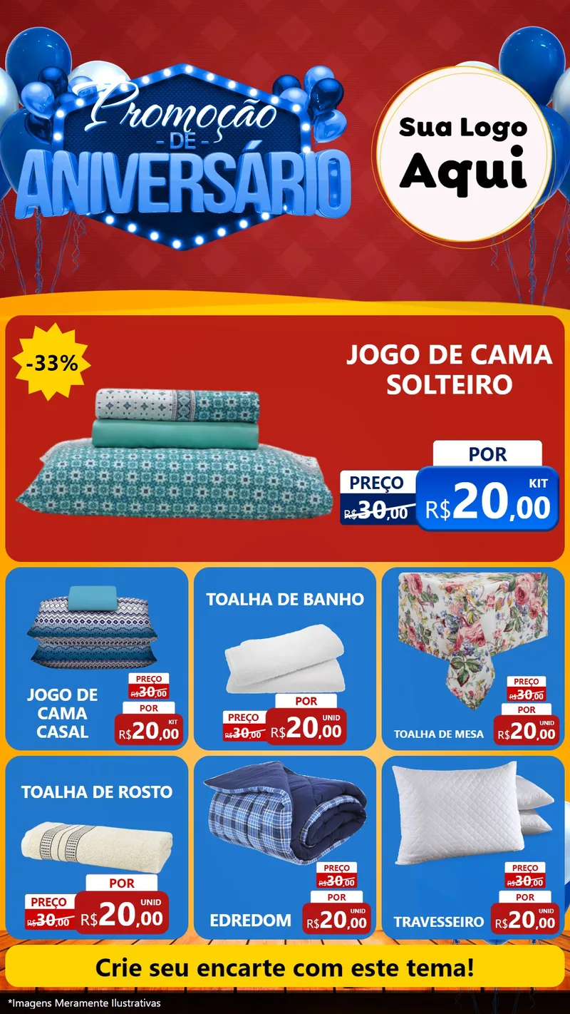 Modelo de Rede Social para Stories com o tema Promoção de Aniversário para Cama, Mesa e Banho