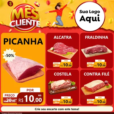 Modelo de Rede Social para Feed Facebook com o tema Mês do Cliente para Açougue