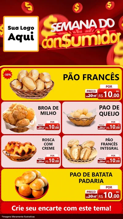 Modelo de TV para TV Vertical com o tema Semana do Consumidor para Padaria