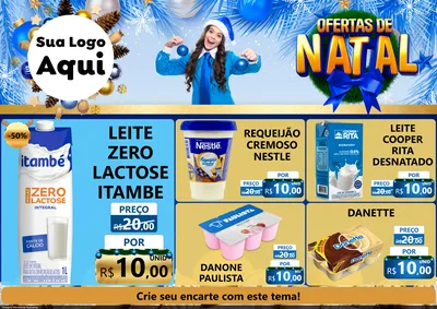 Modelo de Encarte para Encarte A4 Horizontal com o tema Ofertas de Natal para Frios e Laticínios