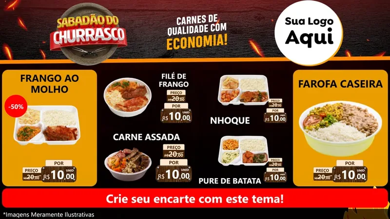Modelo de TV para TV Horizontal com o tema Sabadão Do Churrasco para Restaurante