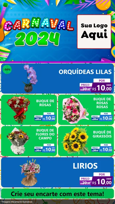 Modelo de TV para TV Vertical com o tema Carnaval 2027 para Floricultura e jardim