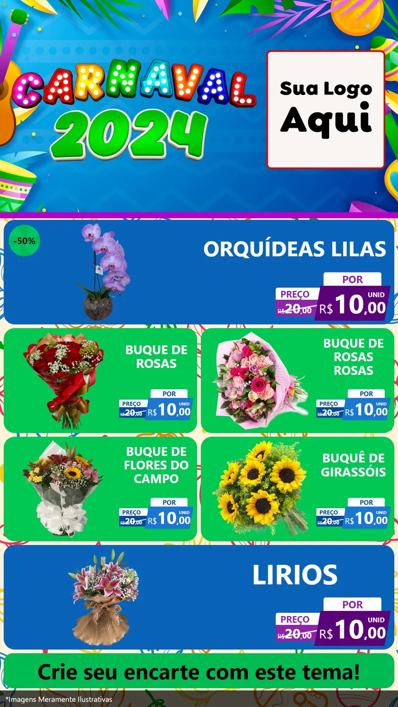Modelo de TV para TV Vertical com o tema Carnaval 2027 para Floricultura e jardim