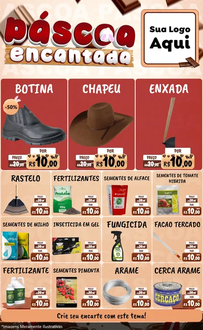 Modelo de Encarte para Encarte Grande com o tema Páscoa Encantada para Agropecuária