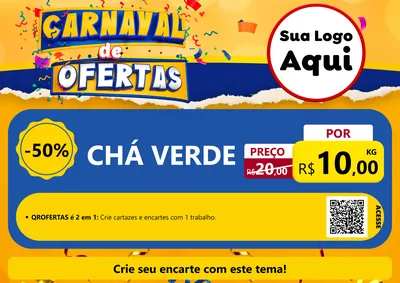 Modelo de Cartaz para Cartaz A4 Horizontal com o tema Carnaval de Ofertas para Produtos Naturais