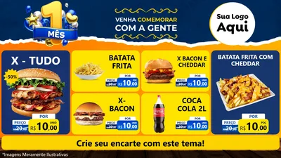 Modelo de TV para TV Horizontal com o tema Um Mês de Aniversário para Hamburgueria