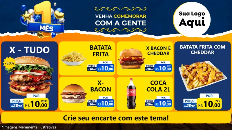 Modelo de TV para TV Horizontal com o tema Um Mês de Aniversário para Hamburgueria