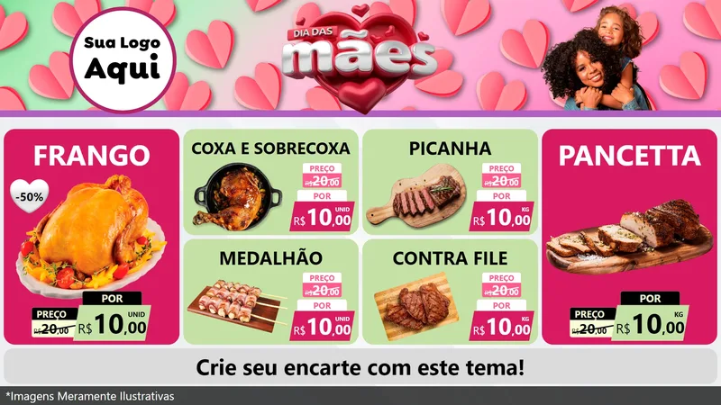 Modelo de TV para TV Horizontal com o tema Dia das Mães para Assados