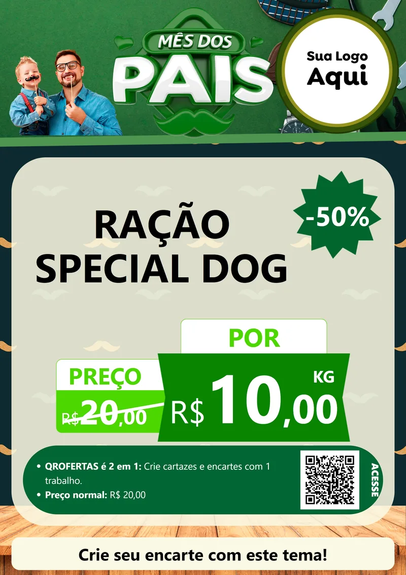 Modelo de Cartaz para Cartaz A4 Vertical com o tema Mês dos Pais para Pet Shop