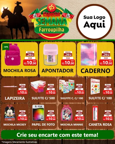 Modelo de Rede Social para Feed Instagram com o tema Especial Semana Farroupilha para Papelaria