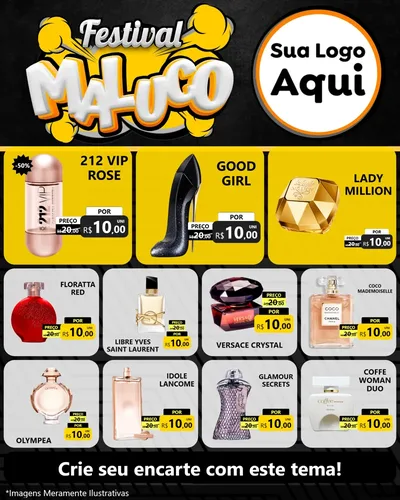 Modelo de Rede Social para Feed Instagram com o tema Festival Maluco para Perfumes