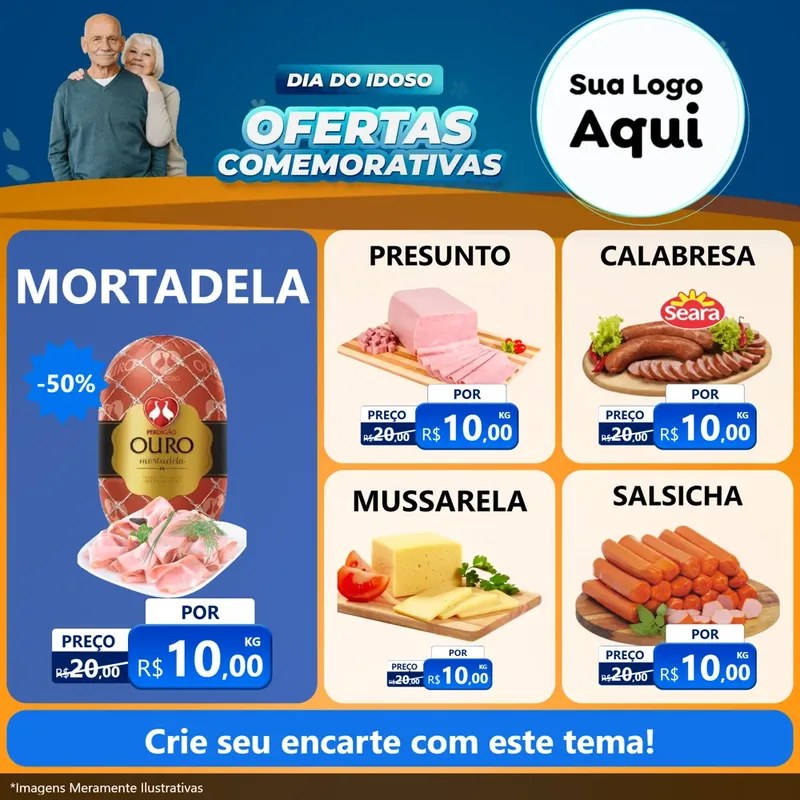 Modelo de Rede Social para Feed Facebook com o tema Dia do Idoso para Frios e Laticínios
