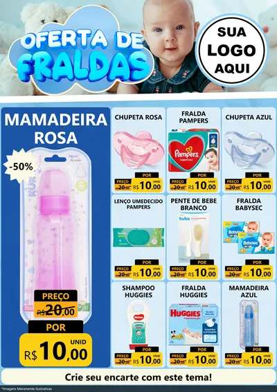 Modelo de Encarte para Encarte A4 Vertical com o tema Oferta de Fraldas para Bebês