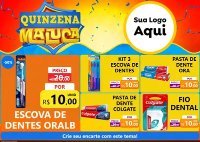 Modelo de Encarte para Encarte A4 Horizontal com o tema Quinzena Maluca para Higiene Pessoal