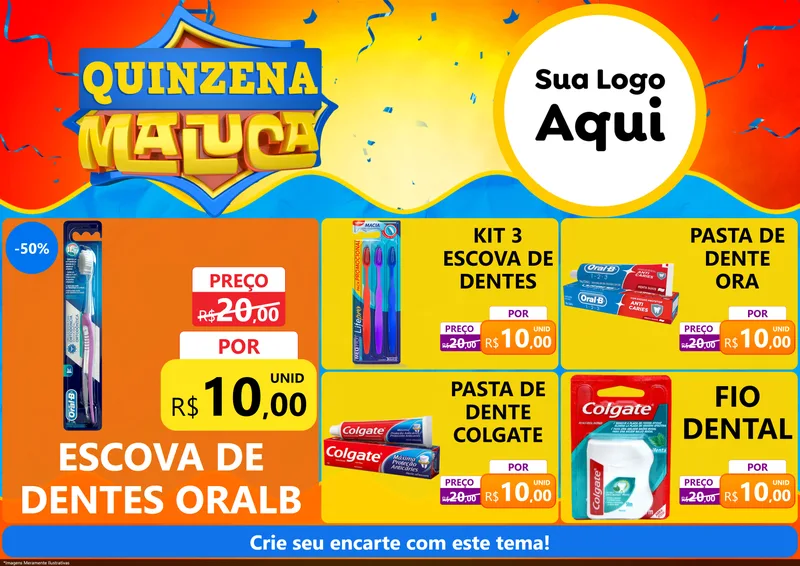 Modelo de Encarte para Encarte A4 Horizontal com o tema Quinzena Maluca para Higiene Pessoal