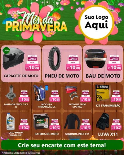 Modelo de Rede Social para Feed Instagram com o tema Mês da Primavera para Moto peças